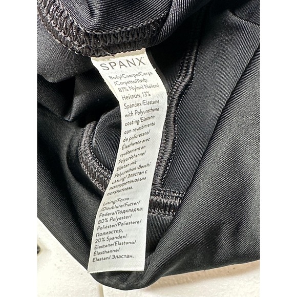 Spanx Leggings Womens Medium Black Faux Leather Power Waistband Compression Sexy - Picture 4 of 9
